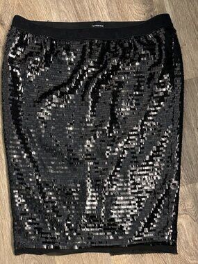 Who What Wear Black Sequin Pencil Skirt